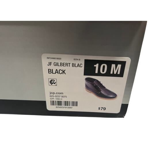 J Ferrar Boots Mens 10 M Gilbert Black Faux Leather Casual Lace Up memory foam - Picture 4 of 7